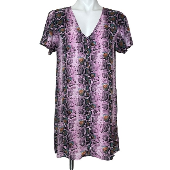 Buddy Love snake skin print dress short sleeves Large - Picture 3 of 7
